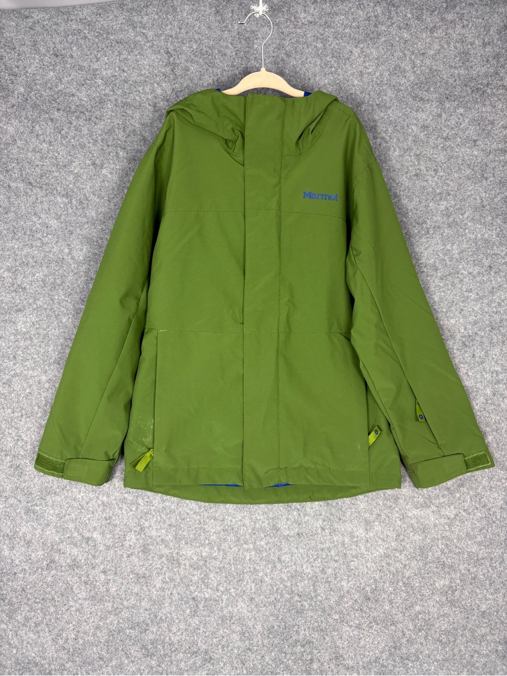 Marmot Green Blue Hooded Outdoor Rain Jacket Technical Shell